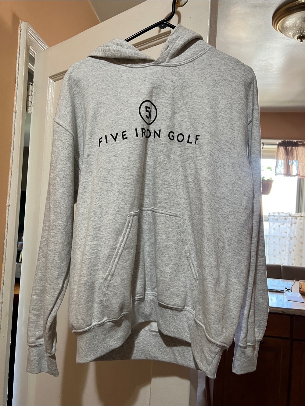 Gildan Light Gray Crewneck Hoodie with Five Iron Golf Logo